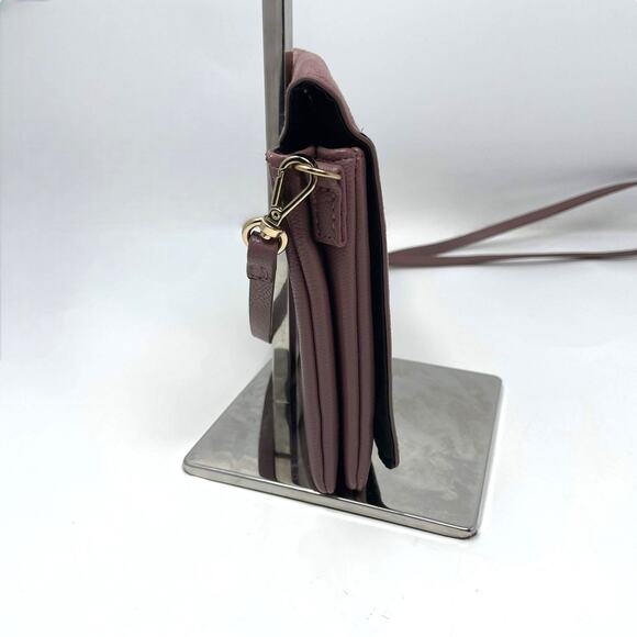 H&M Brown Mauve Suede Fabric Magnetic Flap Crossbody Handbag - Picture 8 of 9